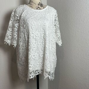 Philosphy Womens Blouse 2XL White Eyelet‎